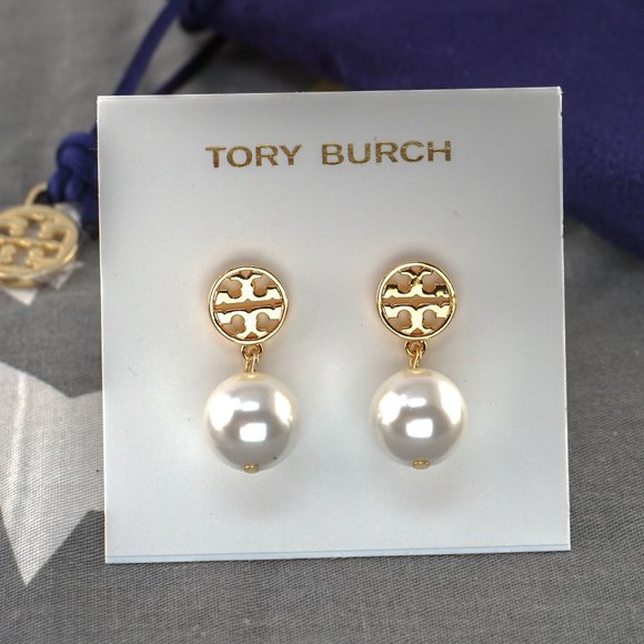Tory Burch Jewelry - Tory Burch Miller Pearl Drop Earrings in Gold (Brand New with Dust Bag)